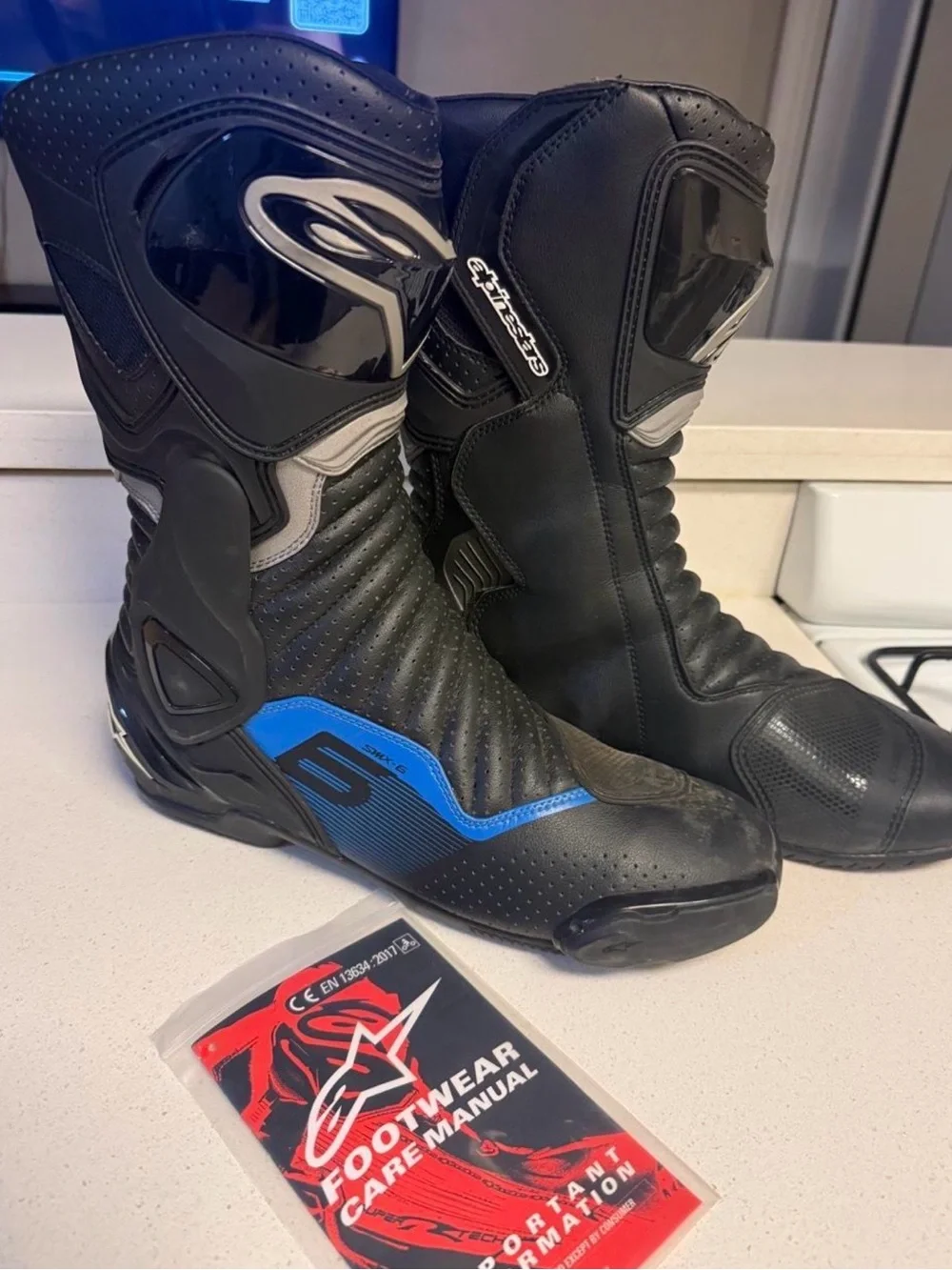 Alpinestars Black and Blue Men's Motorcycle Racing Boots